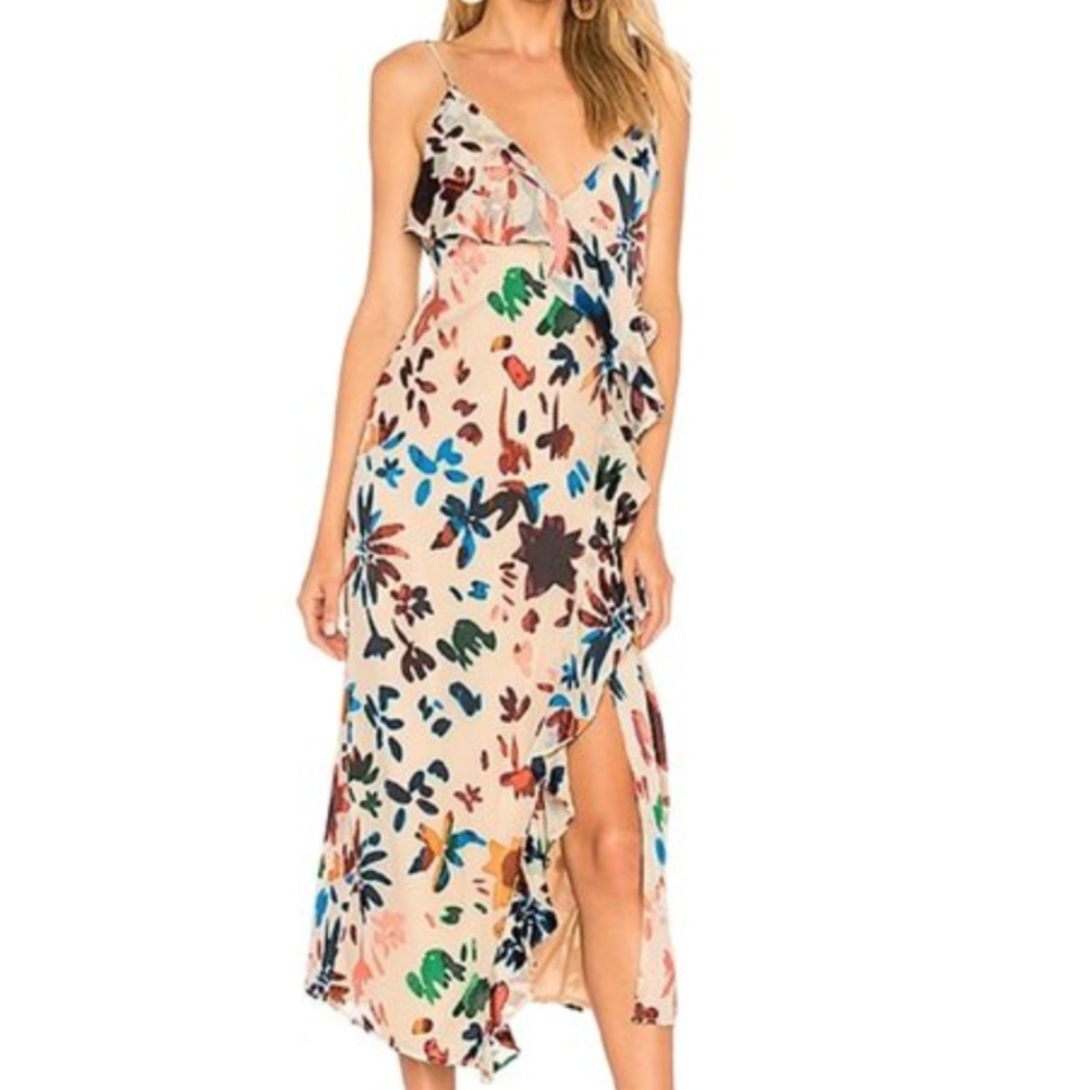 TULAROSA midi wrap dress - velvet floral details